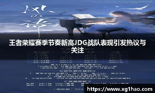 王者荣耀赛季节奏新高JDG战队表现引发热议与关注